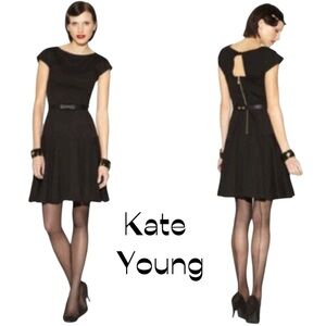 Kate Young Black Belted Cutout Dress NWOT Size 12